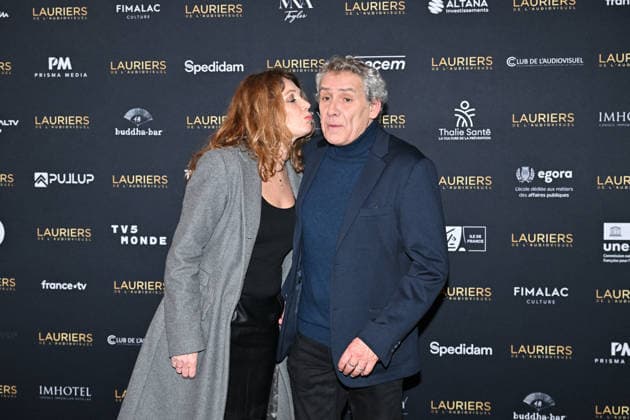 Audiovisual Awards Ceremony - Paris Juliette Meynac and Manuel Gelin during the Audiovisual Awards Ceremony at the Theatre Marigny in Paris on February 10, 2026. Photo by Tomas Stevens ABACAPRESS.COM Paris France  Copyright: xStevensxTomas ABACAx