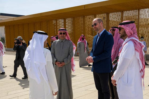 Prince William Tours Sports Boulevard - Riyadh Saudi Minister of Sports Prince Abdulaziz bin Turki Al-Faisal (right) receives Prince William, Prince of Wales and heir apparent to the throne of the United Kingdom of Great Britain and Northern Ireland, at Sports Boulevard in Riyadh, Kingdom of Saudi Arabia, on February 10, 2026. Photo by Balkis Press ABACAPRESS.COM Riyadh Saudi Arabia  Copyright: xBalkisxPress ABACAx