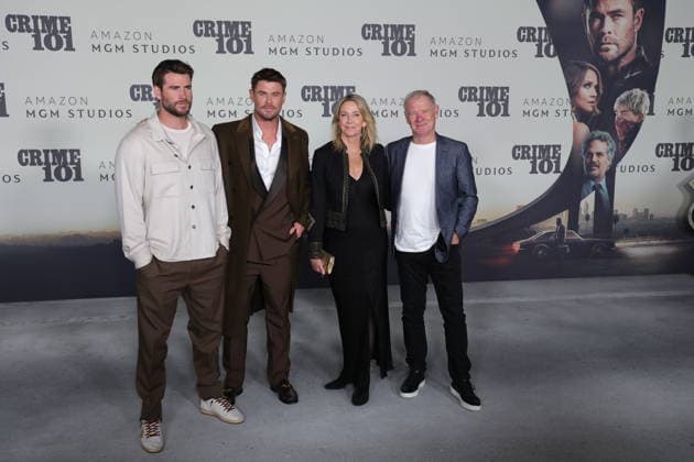 LOS ANGELES, CALIFORNIA FEBRUARY 10 Liam Hemsworth, Chris Hemsworth, Leonie Hemsworth and Craig Hemsworth at the world premiere of Amazon MGM Studios Crime 101 at The United Theater on Broadway on February 10, 2026 in Los Angeles, California Credit AdMedia 452944 2026 02 10  Copyright: xAdMediax STAR_452944_058