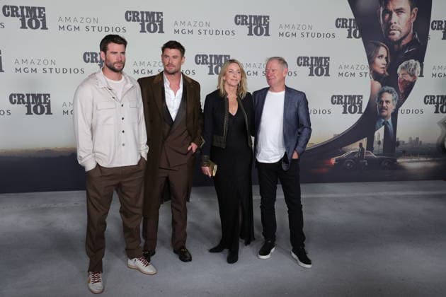 LOS ANGELES, CALIFORNIA FEBRUARY 10 Liam Hemsworth, Chris Hemsworth, Leonie Hemsworth and Craig Hemsworth at the world premiere of Amazon MGM Studios Crime 101 at The United Theater on Broadway on February 10, 2026 in Los Angeles, California Credit AdMedia 452944 2026 02 10  Copyright: xAdMediax STAR_452944_059
