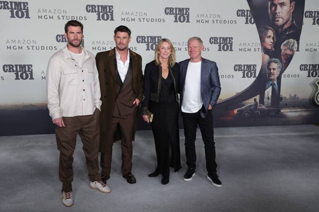 LOS ANGELES, CALIFORNIA FEBRUARY 10 Liam Hemsworth, Chris Hemsworth, Leonie Hemsworth and Craig Hemsworth at the world premiere of Amazon MGM Studios Crime 101 at The United Theater on Broadway on February 10, 2026 in Los Angeles, California Credit AdMedia 452944 2026 02 10  Copyright: xAdMediax STAR_452944_060