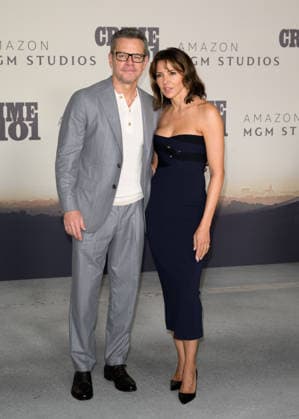 LOS ANGELES, USA February 10, 2026 Matt Damon n Luciana Barroso at the premiere for Crime 101 at the United Theatre Picture Paul Smith Featureflash 452949 2026 02 10 CA Los Angeles  Copyright: xPaulxSmithx xFeaturesxFlashx xStarfacex STAR_452949_016