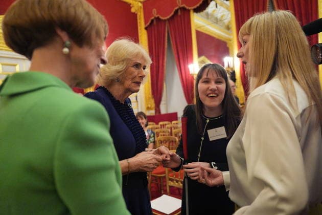 Queen Camilla hosts The Amber Trust reception Queen Camilla (second left) speaks to guests following a musical performance to celebrate 30 years of The Amber Trust, which provides musical opportunities for blind and partially sighted children, including children with more complex needs, at St James Palace, London. Picture date: Tuesday February 10, 2026., Credit:Yui Mok Avalon UK, London  Copyright: xYuixMokx xAvalonx 1073948859