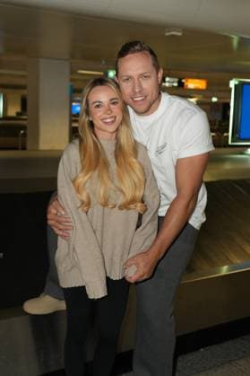 RTL Dschungelcamp Frankfurt 2026 Patrick Romer and Annelie Henze at the return of the jungle camp candidates of the RTL reality TV show Ich bin ein Star - Holt mich hier raus aus Australien on 11 02 2026 at Frankfurt Airport Frankfurt am Main Frankfurt Airport Hessen