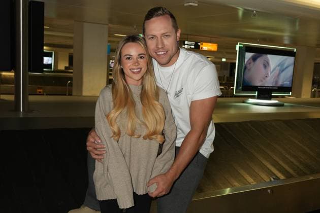 RTL Dschungelcamp Frankfurt 2026 Patrick Romer and Annelie Henze at the return of the jungle camp candidates of the RTL reality TV show Ich bin ein Star - Holt mich hier raus aus Australien on 11 02 2026 at Frankfurt Airport Frankfurt am Main Frankfurt Airport Hessen