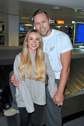 RTL Dschungelcamp 2026 Patrick Romer and Annelie Henze on the occasion of the arrival of the candidates of the RTL program Ich bin ein Star holt mich hier raus from the Jungle Camp 2026 in Australia on 11 02 2026 at Frankfurt Main Airport 20260211MWI109663
