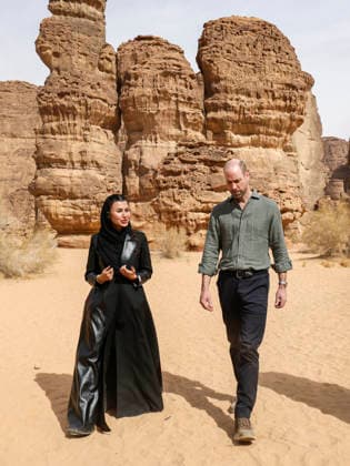 Prince of Wales visit to Saudi Arabia day three, 11 February 2026 11 02 2026. AlUla, Medina, Saudi Arabia. The Prince of Wales during a visit to AlUla, a 7,000-year-old archaeological area in Saudi™s Medina region. The Prince visited the Sharaan Nature Reserve, where he will met Bassim Al Balawi, Lead Ranger and heard about their work to protect and conserve wildlife and the natural world. His Royal Highness stopped at the Alqaliba Mountain Viewpoint where he met a group of Saudi Rangers who shared an overview of the conservation efforts in Sharaan and their commitment to the local community. The Prince heard about the land restoration programme from the RCU™s Habitat and Restoration team and was invited to plant an acacia tree alongsid  Copyright: xPetexMaclainex xAvalonx 1073966699