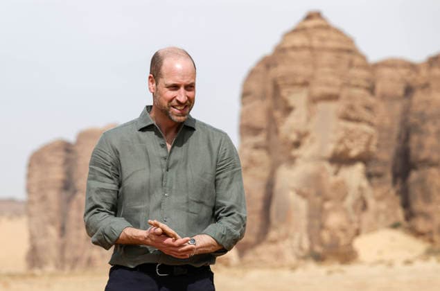 Prince of Wales visit to Saudi Arabia day three, 11 February 2026 11 02 2026. AlUla, Medina, Saudi Arabia. The Prince of Wales during a visit to AlUla, a 7,000-year-old archaeological area in Saudi™s Medina region. The Prince visited the Sharaan Nature Reserve, where he will met Bassim Al Balawi, Lead Ranger and heard about their work to protect and conserve wildlife and the natural world. His Royal Highness stopped at the Alqaliba Mountain Viewpoint where he met a group of Saudi Rangers who shared an overview of the conservation efforts in Sharaan and their commitment to the local community. The Prince heard about the land restoration programme from the RCU™s Habitat and Restoration team and was invited to plant an acacia tree alongsid  Copyright: xPetexMaclainex xAvalonx 1073966764