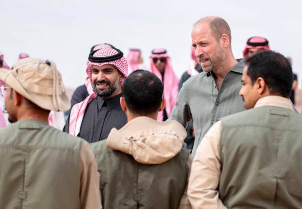 Prince of Wales visit to Saudi Arabia day three, 11 February 2026 11 02 2026. AlUla, Medina, Saudi Arabia. The Prince of Wales during a visit to AlUla, a 7,000-year-old archaeological area in Saudi™s Medina region. The Prince visited the Sharaan Nature Reserve, where he will met Bassim Al Balawi, Lead Ranger and heard about their work to protect and conserve wildlife and the natural world. His Royal Highness stopped at the Alqaliba Mountain Viewpoint where he met a group of Saudi Rangers who shared an overview of the conservation efforts in Sharaan and their commitment to the local community. The Prince heard about the land restoration programme from the RCU™s Habitat and Restoration team and was invited to plant an acacia tree alongsid  Copyright: xPetexMaclainex xAvalonx 1073966904