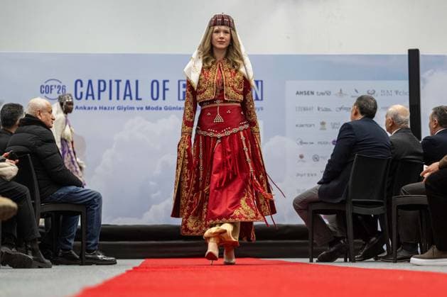 Capital of Fashion COF 26 kicks off in Ankara ANKARA, TURKIYE - FEBRUARY 11: Models with traditional clothing walk the runway during the Ankara Ready-to-Wear and Fashion Days (Capital of Fashion COF 26) organized for the fourth time this year under the leadership of the Ankara Clothing Manufacturers Association (AGSD), at ATO Congresium, Ankara, Turkiye on February 11, 2026. Ismail Aslandag Anadolu Ankara Turkey. Editorial use only. Please get in touch for any other usage.  Copyright: x2026xAnadoluxIsmailxAslandagx