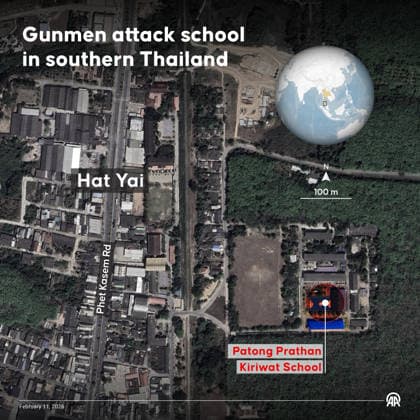 Gunmen attack school in southern Thailand ANKARA, TURKIYE - FEBRUARY 11: An infographic titled Gunmen attack school in southern Thailand created in Ankara, Turkiye on February 11, 2026. Elif Acar Anadolu Ankara Turkey. Editorial use only. Please get in touch for any other usage.  Copyright: x2026xAnadoluxElifxAcarx