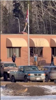 February 11, 2026, Tumbler Ridge, Bc, CANADA: A total of 10 people are dead after a pair of shootings Tuesday in the tiny community of Tumbler Ridge in B.C. s Peace region. The community went into a lockdown that lasted several hours, after police were called about an active shooter at Tumbler Ridge Secondary School. In this still from a video provided to the Associated Press from the scene, students are seen being escorted out of the school with their hands in the air. Tumbler Ridge CANADA  - ZUMAc35_ 20260211_zaf_c35_024 Copyright: xJordonxKosikx