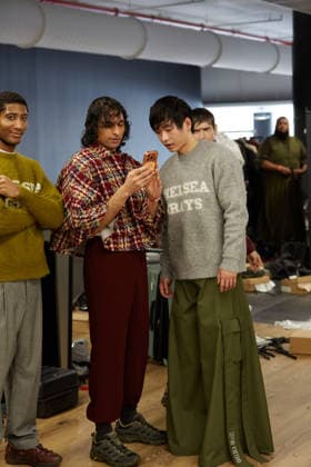 February 11, 2026, New York, New York, USA: Models prepare backstage ahead of the MenÃ¢â‚¬â ¢s Day FW26 presentations during New York Fashion Week in New York City. New York USA  - ZUMAs237 20260211_aap_s237_016 Copyright: xMarkxJ.xSullivanx