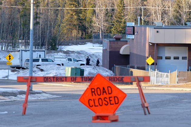 February 11, 2026, Tumbler Ridge, Bc, Canada: Police could be seen leaving and going to the Tumbler Ridge Secondary School throughout the morning in Tumbler Ridge, B.C. on Wednesday, Feb. 11, 2026. Tumbler Ridge Canada  - ZUMAc35_ 20260211_zaf_c35_099 Copyright: xJessexBoilyx