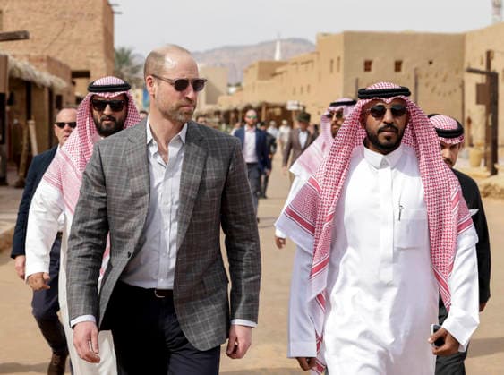 Prince of Wales visit to Saudi Arabia day three, 11 February 2026 11 02 2026. AlUla, Medina, Saudi Arabia. In AlJadidah Arts District in AlUla HRH The Prince of Wales joined artists and members of the local community to celebrate art and culture as a bridge between nations. The visit reflects the growing collaboration between AlUla and the United Kingdom, underscoring the role of creative exchange in strengthening human connections, deepening mutual understanding, and supporting a sustained cultural partnership., Credit:Pete Maclaine Avalon Saudi Arabia, Medina, AlUla  Copyright: xPetexMaclainex xAvalonx 1074048550