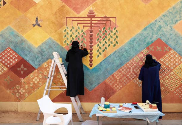 Prince of Wales visit to Saudi Arabia day three, 11 February 2026 11 02 2026. AlUla, Medina, Saudi Arabia. In AlJadidah Arts District in AlUla HRH The Prince of Wales joined artists and members of the local community to celebrate art and culture as a bridge between nations. The visit reflects the growing collaboration between AlUla and the United Kingdom, underscoring the role of creative exchange in strengthening human connections, deepening mutual understanding, and supporting a sustained cultural partnership., Credit:Pete Maclaine Avalon Saudi Arabia, Medina, AlUla  Copyright: xPetexMaclainex xAvalonx 1074048552