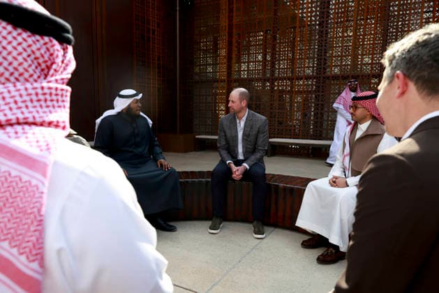 Prince of Wales visit to Saudi Arabia day three, 11 February 2026 11 02 2026. AlUla, Medina, Saudi Arabia. In AlJadidah Arts District in AlUla HRH The Prince of Wales joined artists and members of the local community to celebrate art and culture as a bridge between nations. The visit reflects the growing collaboration between AlUla and the United Kingdom, underscoring the role of creative exchange in strengthening human connections, deepening mutual understanding, and supporting a sustained cultural partnership., Credit:Pete Maclaine Avalon Saudi Arabia, Medina, AlUla  Copyright: xPetexMaclainex xAvalonx 1074048571