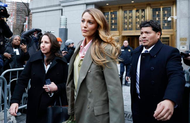 Blake Lively departs U.S. District Court in Manhattan after settlement conference to get to a resolution ahead of the May 18 trial against Justin Baldoni on Wednesday, February 11, 2026 in New York City. Both Baldoni and Lively have filed lawsuits against one another following the production of the 2024 movie It Ends With Us.  NYP20260211101 JOHNxANGELILLO