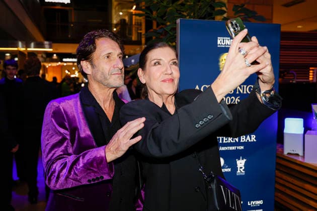 Falk Willy Wild, Katy Karrenbauer at Actors Night 2026 in the Alice Rooftop Garden at Living Berlin