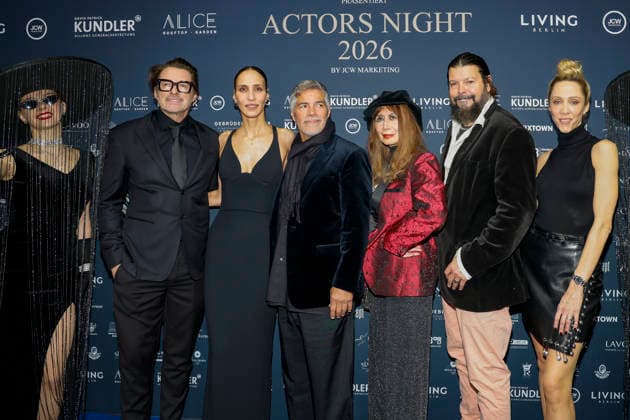 Bruno Eyron, Friederike Dirscherl, Esai Morales, Cassandra Gava, Claude Duhamel, Melanie Wolf at Actors Night 2026 in the Alice Rooftop Garden at Living Berlin
