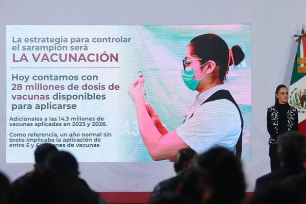 Mexico s President Claudia Sheinbaum, speaks about the vaccination campaign to combat the measles outbreak in the country during a news conference at the National palace. on February 11, 2026 in Mexico City, Mexico. Mexico City Mexico - ZUMAe321 20260211_zia_e321_005 Copyright: xCarlosxSantiagox