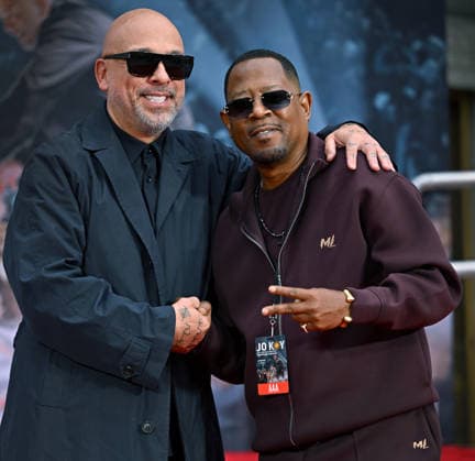 Jo Koy (L) and Martin Lawrence attend a hand and footprint ceremony honoring Koy in the forecourt of the TCL Chinese Theatre in Los Angeles, California on Wednesday, February 11, 2026.  LAP20260211714 CHRISxCHEW