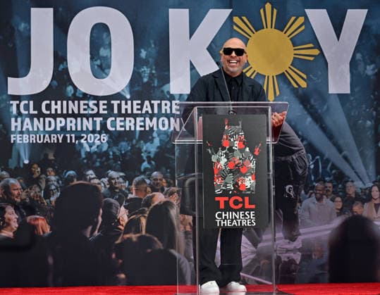 Comedian and actor Jo Koy is honored with a hand and footprint ceremony in the forecourt of the TCL Chinese Theatre in Los Angeles, California on Wednesday, February 11, 2026.  LAP20260211724 CHRISxCHEW