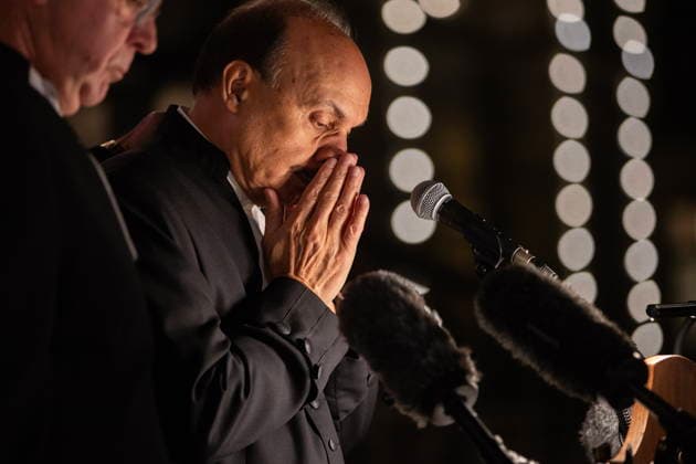 February 11, 2026, Victoria, Bc, CAN: Speaker of the B.C. Legislative Assembly Raj Chouhan is overcome with emotion as he speaks at a candle light vigil at the front steps of the legislature in Victoria, B.C., on Wednesday, Feb. 11, 2026 in honour of the victims of the school shooting in Tumbler Ridge, B.C. Victoria CAN  - ZUMAc35_ 20260211_zaf_c35_322 Copyright: xChadxHipolitox