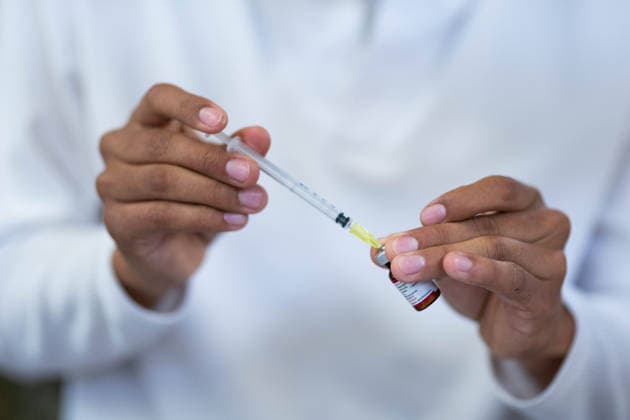 Mexico City launches measles vaccination campaign amid national outbreak MEXICO CITY, MEXICO - FEBRUARY 11: A health worker prepares a dose of the measles vaccine during a mass vaccination campaign, at a market in Mexico City, Mexico on February 11, 2026. Mexico City launched an intensified measles vaccination campaign with fixed and mobile vaccination sites across the city as Mexico faces a major national outbreak that has surpassed 9,000 confirmed cases and left at least 28 people dead, amid a regional epidemiological alert issued by the Pan American Health Organization (PAHO). Daniel Cardenas Anadolu Mexico City Mexico. Editorial use only. Please get in touch for any other usage.  Copyright: x2026xAnadoluxDanielxCardenasx