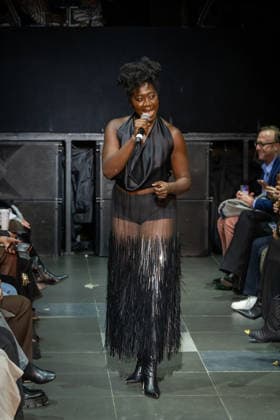 Frederick Anderson runway New York Fashion Week in New York, USA - 11 Feb 2026 Amber Iman performs at the Frederick Anderson fashion show during New York Fashion Week at Nebula. New York United States Copyright: xRonxAdarx xSOPAxImagesx _radar_anderson_20260211_00207