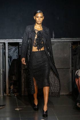 Frederick Anderson runway New York Fashion Week in New York, USA - 11 Feb 2026 A model walks the runway at the Frederick Anderson fashion show during New York Fashion Week at Nebula. New York United States Copyright: xRonxAdarx xSOPAxImagesx _radar_anderson_20260211_00349
