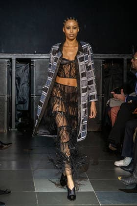 Frederick Anderson runway New York Fashion Week in New York, USA - 11 Feb 2026 A model walks the runway at the Frederick Anderson fashion show during New York Fashion Week at Nebula. New York United States Copyright: xRonxAdarx xSOPAxImagesx _radar_anderson_20260211_00422