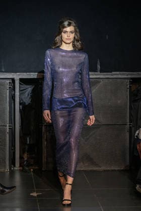 Frederick Anderson runway New York Fashion Week in New York, USA - 11 Feb 2026 A model walks the runway at the Frederick Anderson fashion show during New York Fashion Week at Nebula. New York United States Copyright: xRonxAdarx xSOPAxImagesx _radar_anderson_20260211_00658