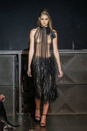 Frederick Anderson runway New York Fashion Week in New York, USA - 11 Feb 2026 A model walks the runway at the Frederick Anderson fashion show during New York Fashion Week at Nebula. New York United States Copyright: xRonxAdarx xSOPAxImagesx _radar_anderson_20260211_00941
