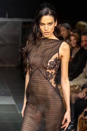 February 11, 2026, New York, United States: A model walks the runway at the Frederick Anderson fashion show during New York Fashion Week at Nebula. New York United States  - ZUMAs197 20260211_aaa_s197_470 Copyright: xRonxAdarx
