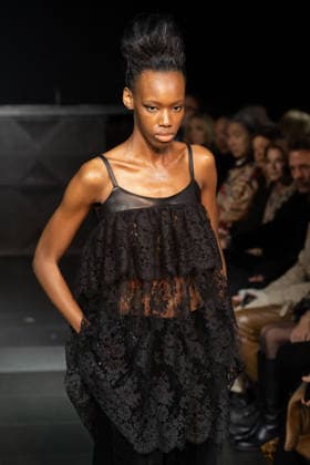 February 11, 2026, New York, United States: A model walks the runway at the Frederick Anderson fashion show during New York Fashion Week at Nebula. New York United States  - ZUMAs197 20260211_aaa_s197_477 Copyright: xRonxAdarx