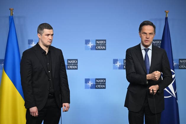 Mark Rutte - Mykhailo Fedorov hold a joint press conference in Brussels BRUSSELS, BELGIUM - FEBRUARY 12: Secretary General of NATO Mark Rutte and Ukrainian Defense Minister Mykhailo Fedorov hold a joint press conference after the NATO Defence Ministers Meeting at NATO headquarters in Brussels, Belgium on February 12, 2026. Dursun Aydemir Anadolu Brussels Belgium. Editorial use only. Please get in touch for any other usage.  Copyright: x2026xAnadoluxDursunxAydemirx