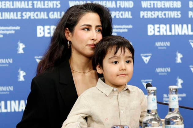 Liam Hussaini and Laila Mahmudi at the press conference for the feature film No Good Men Kabul Jan at the Berlinale 2026 76 Berlin International Film Festival at the Hotel Grand Hyatt Berlin, 12 02 2026 Foto:xC.xTamckex xFuturexImagex men_6206