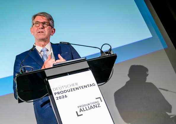 Wolfram Weimer visits DPT26 EUR, Germany, Berlin 12 02 2026 Film policy speech by Minister of State Wolfram Weimer, Federal Government Commissioner for Culture and the Media, visits the German Producers Day 2026 in Berlin Under the motto Stronger toge