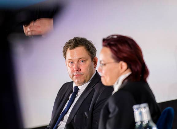 Lars Klingbeil Michelle Müntefering EUR, Germany, Berlin 12 02 2026 Federal Minister of Finance and Vice-Chancellor Lars Klingbeil SPD in conversation with Michelle Münteferi