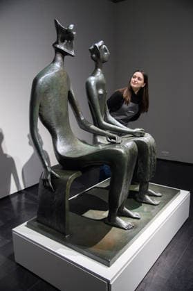 Christie s Unveils Henry Moore s King and Queen Sculpture at Christie s King Street, London, UK - 12 February, 2026 A staff member views King and Queen by Henry Moore (est. £10m -15m) which is to be offered at auction for the first time in Christie™s 20th 21st Century: London Evening Sale on the 5th March 2026 at Christie s King Street in London, England, UK on Thursday 12 February, 2026., Credit:Justin Ng Avalon UK, England, London, Christie s King Street Copyright: xJustinxNgx xAvalonx 1074375007