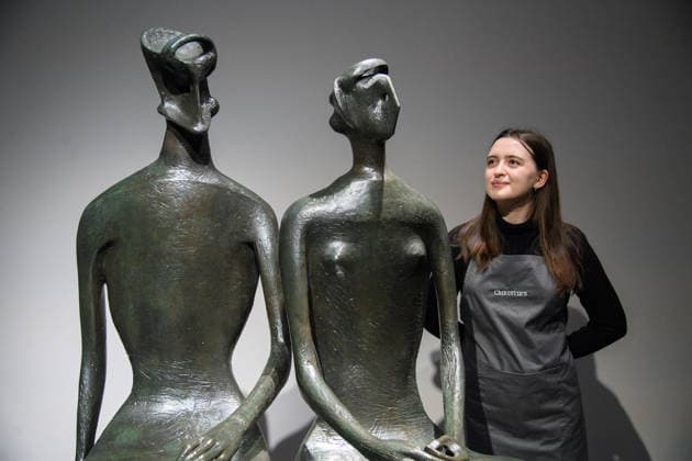 Christie s Unveils Henry Moore s King and Queen Sculpture at Christie s King Street, London, UK - 12 February, 2026 A staff member views King and Queen by Henry Moore (est. £10m -15m) which is to be offered at auction for the first time in Christie™s 20th 21st Century: London Evening Sale on the 5th March 2026 at Christie s King Street in London, England, UK on Thursday 12 February, 2026., Credit:Justin Ng Avalon UK, England, London, Christie s King Street Copyright: xJustinxNgx xAvalonx 1074375050