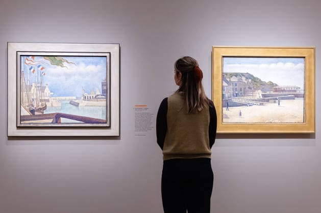 George Seurat Seurat and the Sea exhibition at the Courtauld Gallery in London, UK 12 February 2026 Port-en-Bessin, a Sunday and Port-en-Bessin by Georges Seurat are displayed at The Courtauld Gallery in London, UK, on 12 February 2026, as part of the exhibition Seurat and the Sea, devoted to the artist™s seascapes., Credit:Pete Speller Avalon  Copyright: xPetexSpellerx xAvalonx 1074377923