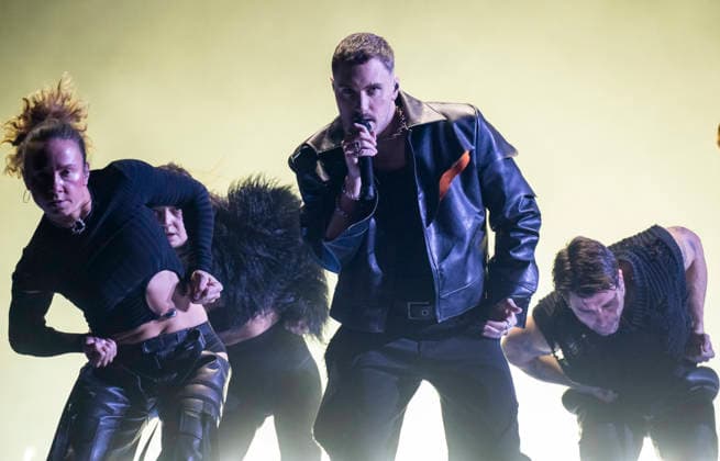 KRISTIANSTAD 2026 02 12 Patrik Jean performs the entry Dusk till Dawn at the rehearsals in Kristianstad Arena on Thursday for round 3 of Melodifestivalen 2026 KRISTIANSTAD SWEDEN x50090x  Copyright: xJohanxNilssonx xTTx MELODIFESTIVALEN 2026 KRISTIANSTAD PNsaJknZ-xo