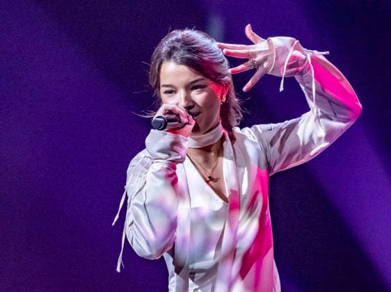 KRISTIANSTAD 2026 02 12 Eva Jumatate performs the entry Selfish at the rehearsals in Kristianstad Arena on Thursday for round 3 of Melodifestivalen 2026 KRISTIANSTAD SWEDEN x50090x  Copyright: xJohanxNilssonx xTTx MELODIFESTIVALEN 2026 KRISTIANSTAD 9kITB3n6Grs