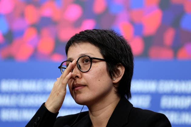 February 12, 2026, Berlin, Germany: Shahrbanoo Sadat, director and leading actress of No Good Men, speaks during the press conference for No Good Men (Berlinale Special Gala) at the 76th Berlin International Film Festival (Berlinale) in Berlin. The festival runs from Feb. 12 to 22, 2026. Berlin Germany  - ZUMAf146 20260212_zip_f146_057 Copyright: xRouzbehxFouladix