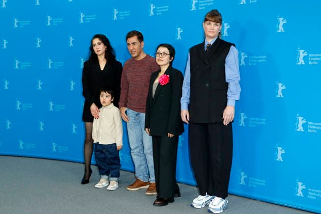 Laila Mahmudi, Liam Hussaini, Anwar Hashimi, Shahrbanoo Sadat and Katja Adomeit at the photocall for the feature film No Good Men Kabul Jan at the Berlinale 2026 76 Berlin International Film Festival at the Hotel Grand Hyatt Berlin, 12 02 2026 Foto:xC.xTamckex xFuturexImagex men_5258