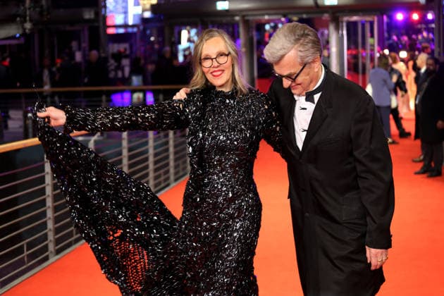 February 12, 2026, Berlin, Germany: President of the International Jury Wim Wenders (R) and Donata Wenders pose on the red carpet at the opening ceremony of the 76th Berlin International Film Festival (Berlinale), which is Europe s first major film festival of the year, in Berlin. The festival runs from February 12 to 22, 2026. Berlin Germany  - ZUMAf146 20260212_zip_f146_085 Copyright: xRouzbehxFouladix