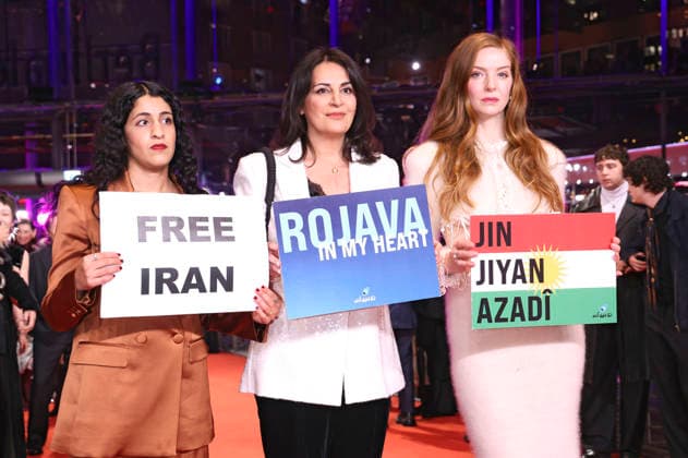 Banafshe Hourmazdi, Duzen Tekkal and Pheline Roggan at the festival opening with the premiere of the feature film No Good Men at the Berlinale 2026 76 Berlin International Film Festival in the Berlinale Palast Berlin, 12 02 2026 Foto:xD.xBedrosianx xFuturexImagex opening_6301