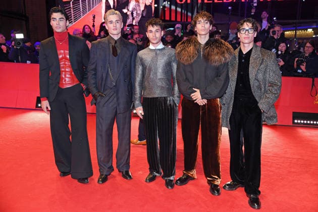 Elevator Boys Luis Freitag, Bene Schulz, Tim Schaecker, Jacob Rott, Julien Brown on the red carpet of the OPENING OF THE 76 BERLINALE International Berlin Film Festival at the Berlinale Palast at Potsdamer Platz in Berlin on 12 02 2026